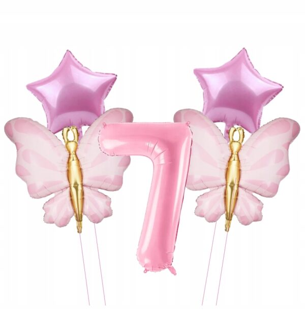 Balony Foliowe na 7 Urodziny Motyle