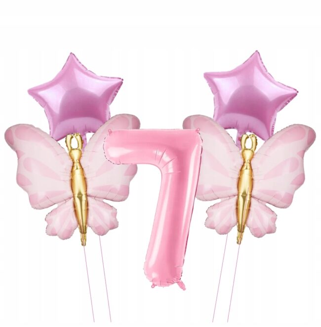 Balony Foliowe na 7 Urodziny Motyle