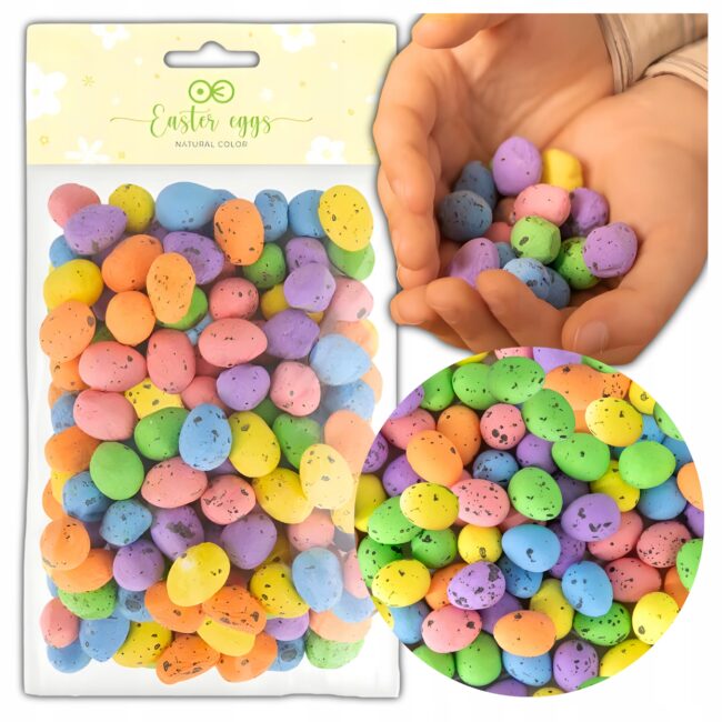 Kolorowe Jajka Mini Wielkanoc Nakrapiane 100 sztuk Styropianowe WLK-021