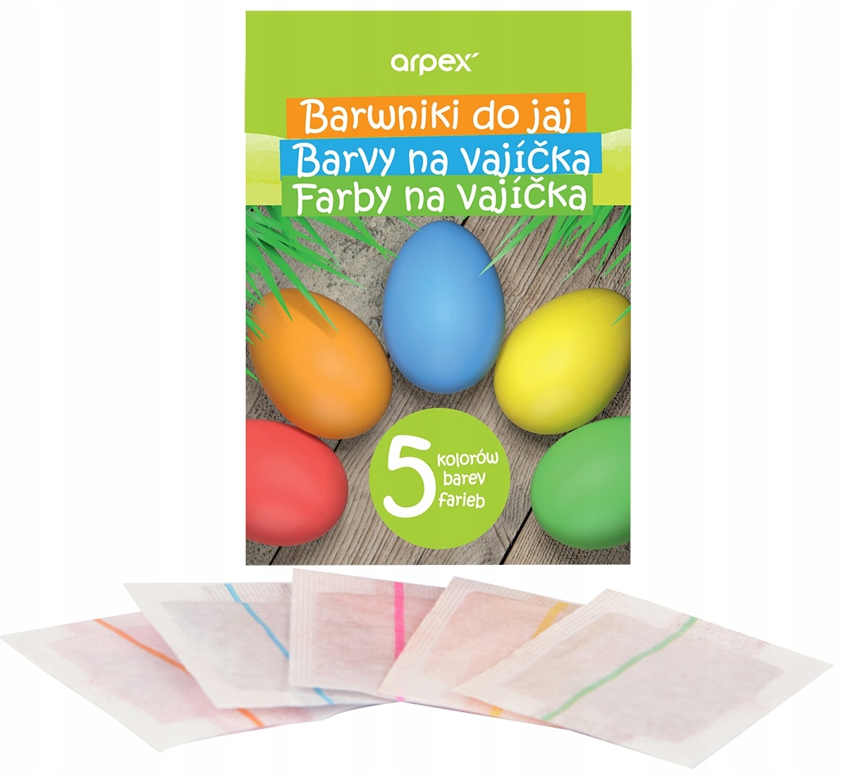 Barwniki do jajek Pisanki Wielkanoc Dekoracje 5 kolorów barwników WLK-037 - obrazek 2