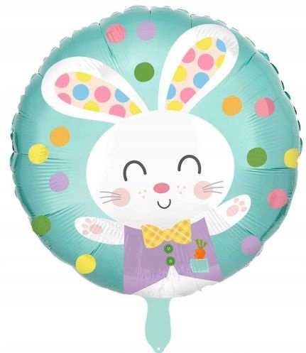 Balon foliowy okrągły Wielkanocny Zajączek 45 cm Wielkanoc WLK-086