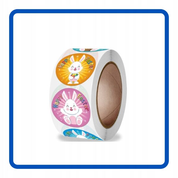 Naklejki na rolce Zajączek Happy Easter 500 sztuk Wielkanoc WLK-076 - obrazek 4