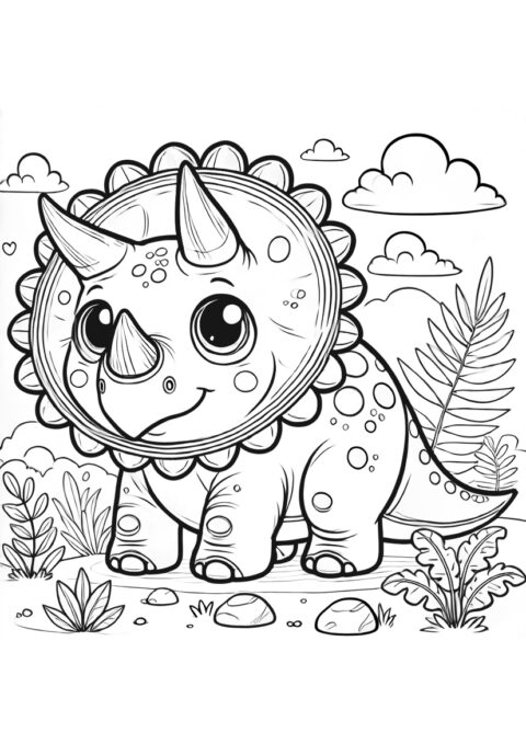 Kolorowanka Triceratops dinozaur