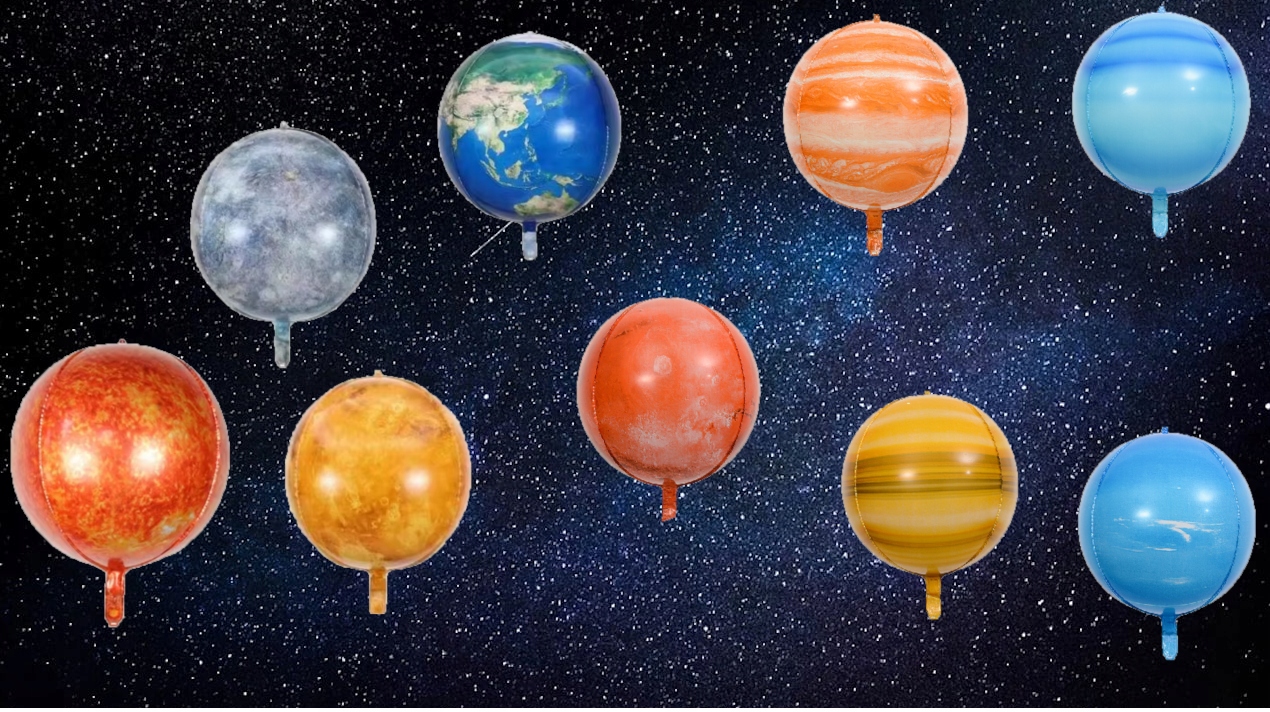 Balony Foliowe 4D Układ Słoneczny Planety Kosmos 9 sztuk - obrazek 2