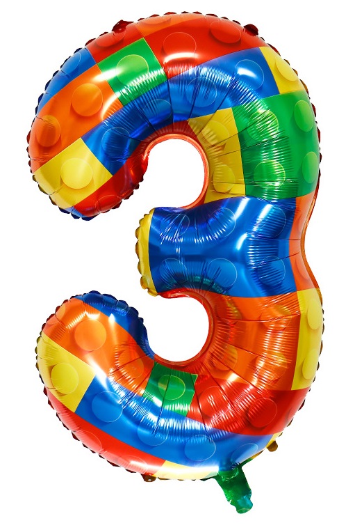Balon foliowy cyfra 3 KLOCKI 70 cm Urodziny