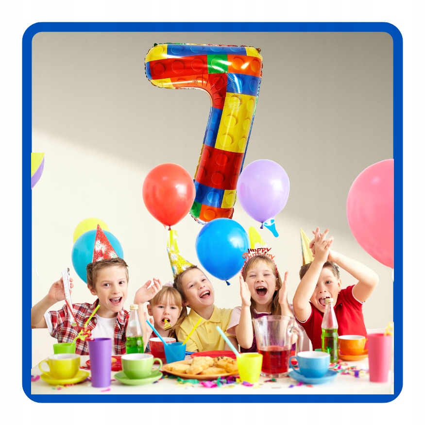 Balon foliowy cyfra 7 KLOCKI 70 cm Urodziny - obrazek 4
