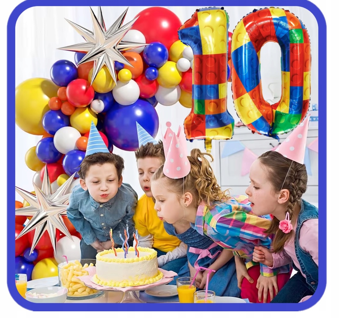 Balon foliowy cyfra 10 KLOCKI 70 cm Urodziny - obrazek 4