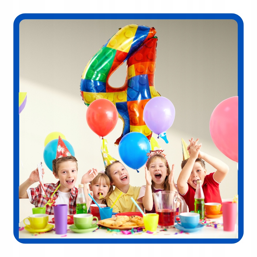 Balon foliowy cyfra 4 KLOCKI 70 cm Urodziny - obrazek 6