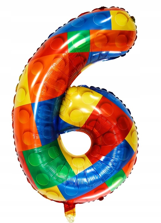 balon cyfra 6 w klocki