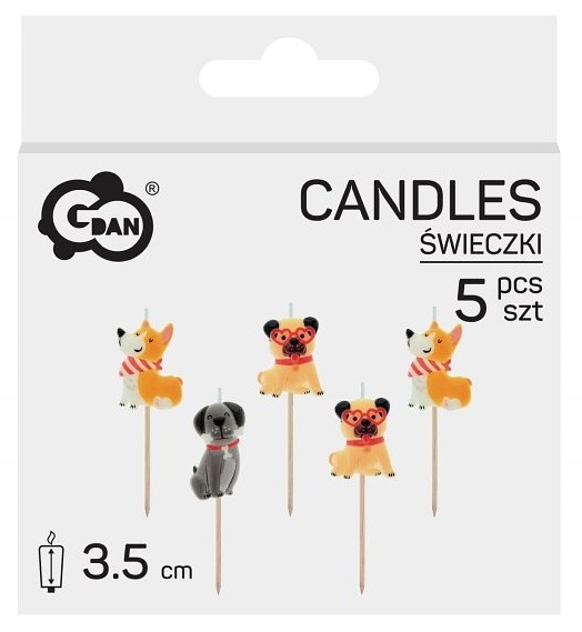 Świeczki na piku Pies Pieski Piesek 5 sztuk Urodziny P20 - obrazek 2