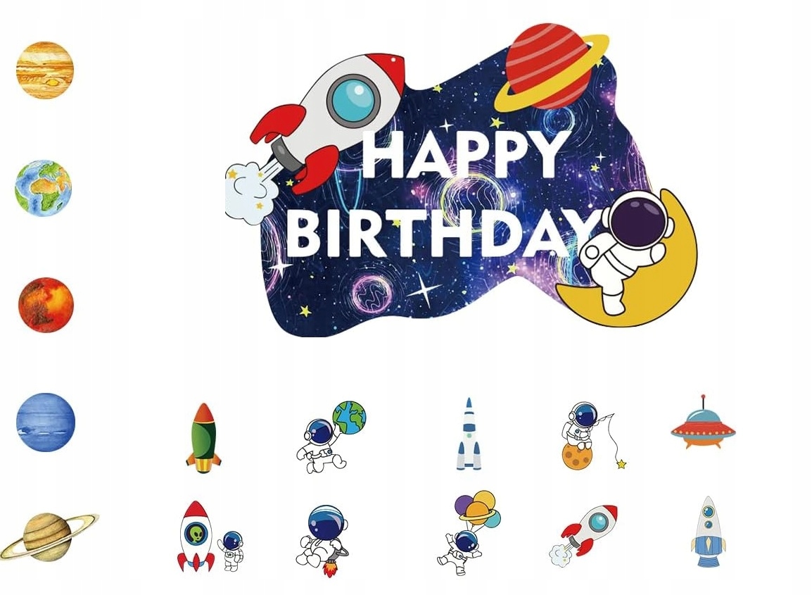 Zestaw dekoracyjny Kosmos Planety Balony Baner Ozdoby Urodziny - obrazek 3