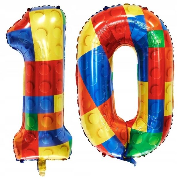 balon cyfra 10 w klocki