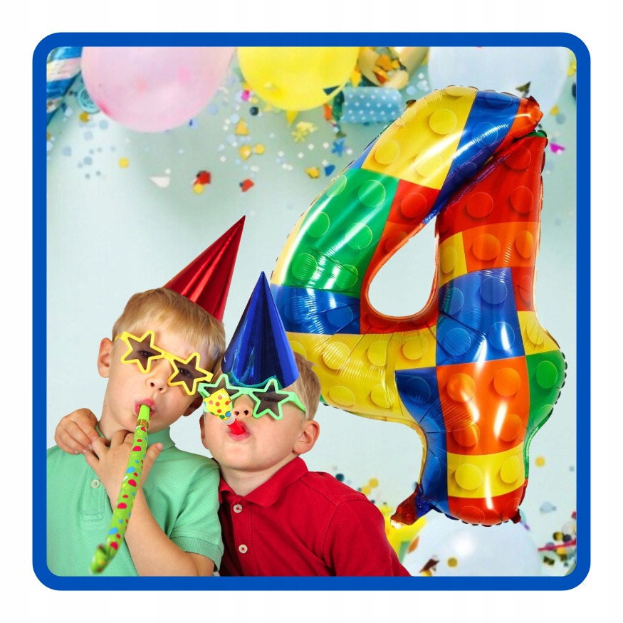 Balon foliowy cyfra 4 KLOCKI 70 cm Urodziny - obrazek 5