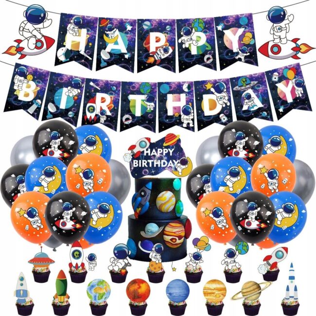 Zestaw dekoracyjny Kosmos Planety Balony Baner Ozdoby Urodziny