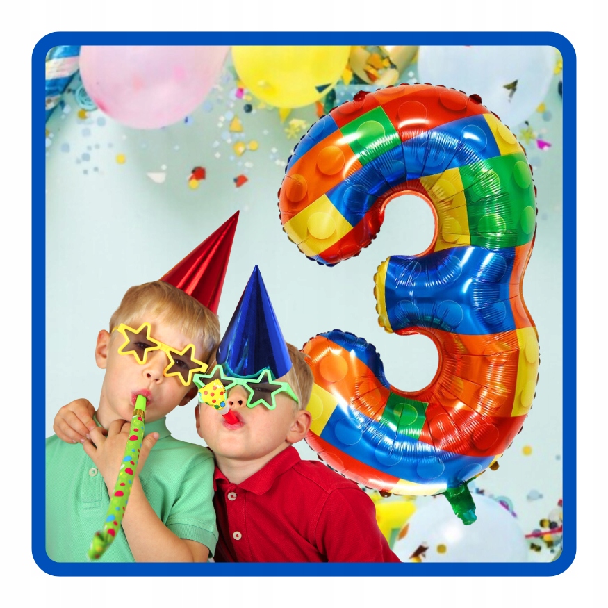 Balon foliowy cyfra 3 KLOCKI 70 cm Urodziny - obrazek 5
