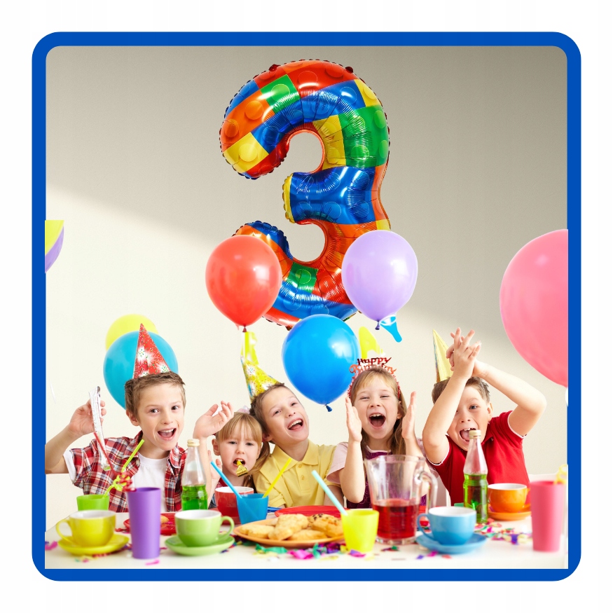 Balon foliowy cyfra 3 KLOCKI 70 cm Urodziny - obrazek 6