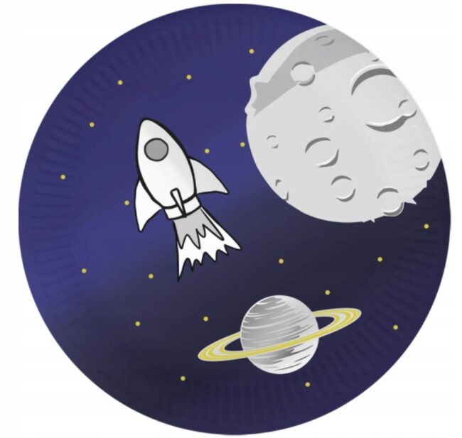 Talerzyki Kosmos Rakieta 18 cm 6 sztuk Urodziny