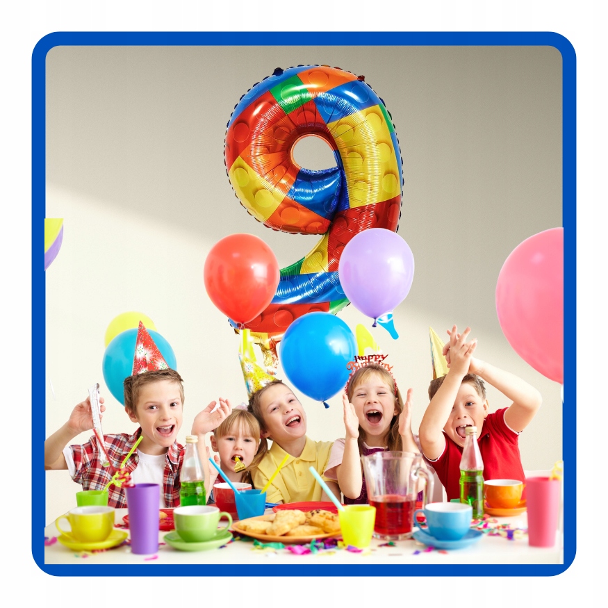 Balon foliowy cyfra 9 KLOCKI 70 cm Urodziny - obrazek 4