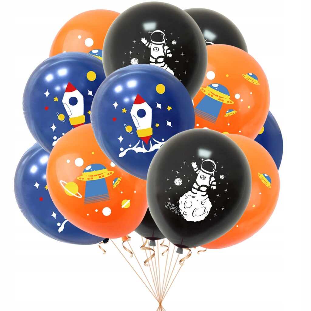 Balony lateksowe Kosmos Rakieta Astronauta mix 12 sztuk Urodziny