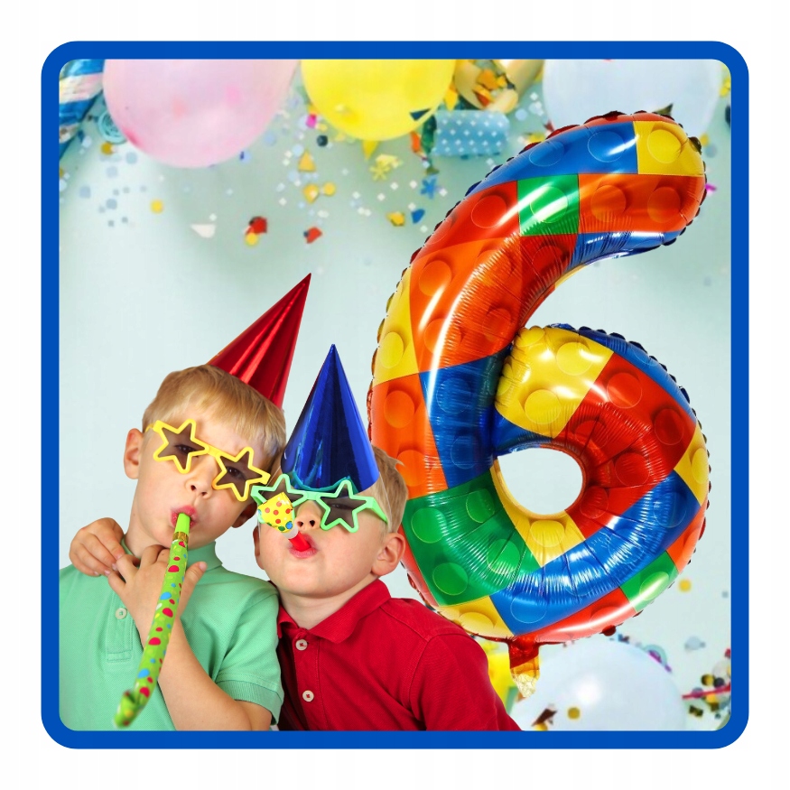 Balon foliowy cyfra 6 KLOCKI 70 cm Urodziny - obrazek 5