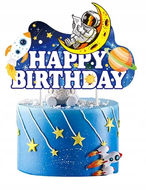 Topper na tort Happy Birthday kosmos