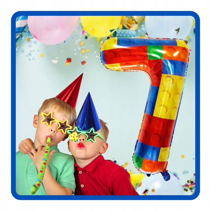 Balon foliowy cyfra 7 KLOCKI 70 cm Urodziny - obrazek 5