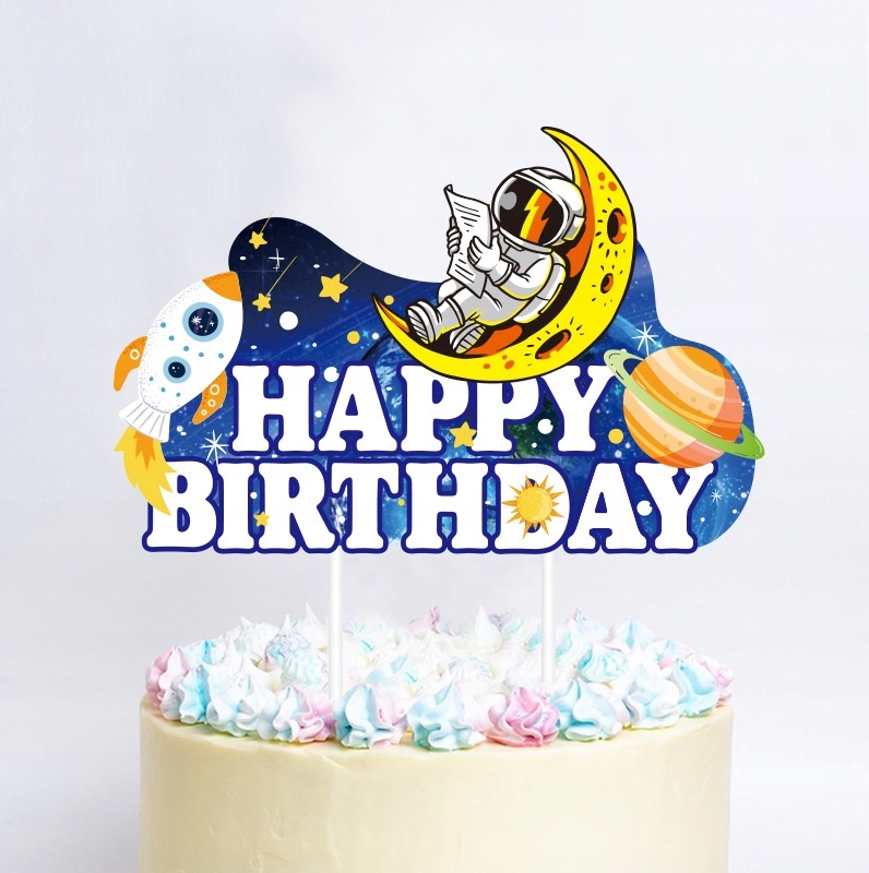 Topper na tort HAPPY BIRTHDAY KOSMOS Urodziny - obrazek 2