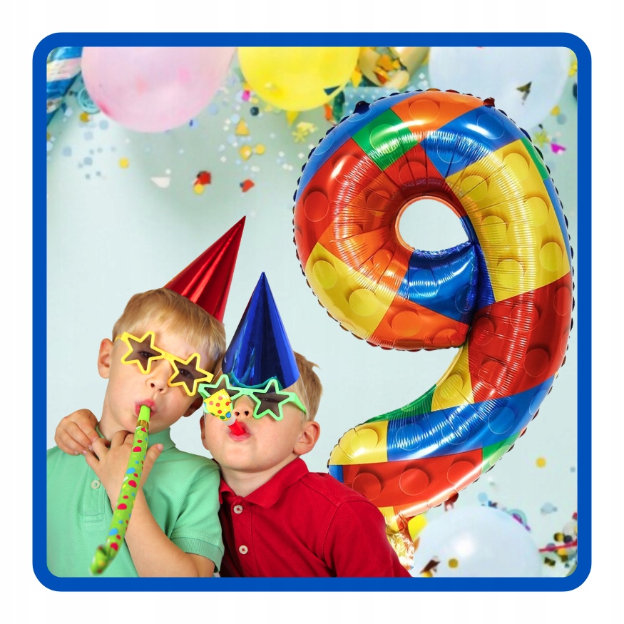 Balon foliowy cyfra 9 KLOCKI 70 cm Urodziny - obrazek 5