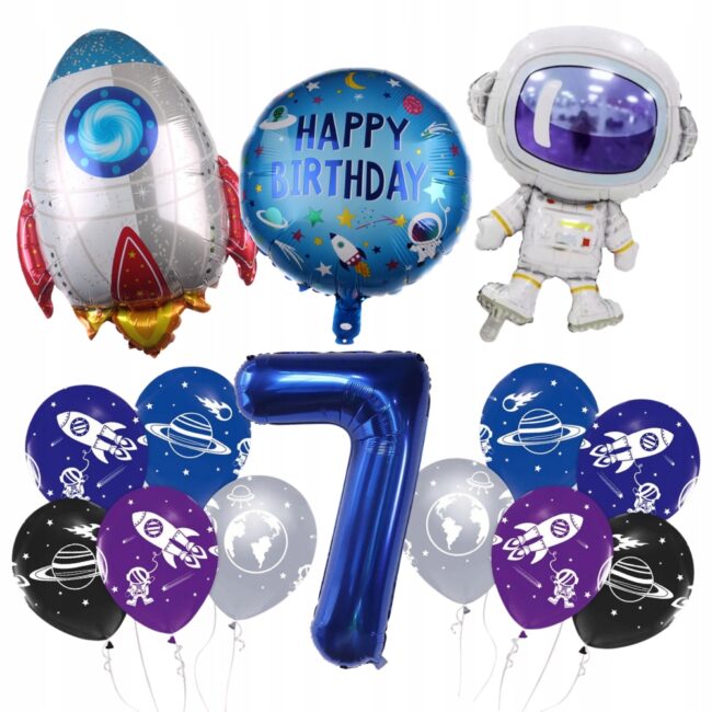 Zestaw Balony Astronauta Planty Rakieta Kosmos 7 Urodziny