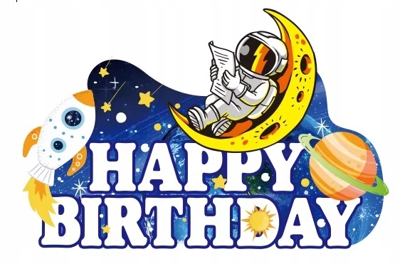 Topper na tort HAPPY BIRTHDAY KOSMOS Urodziny - obrazek 3