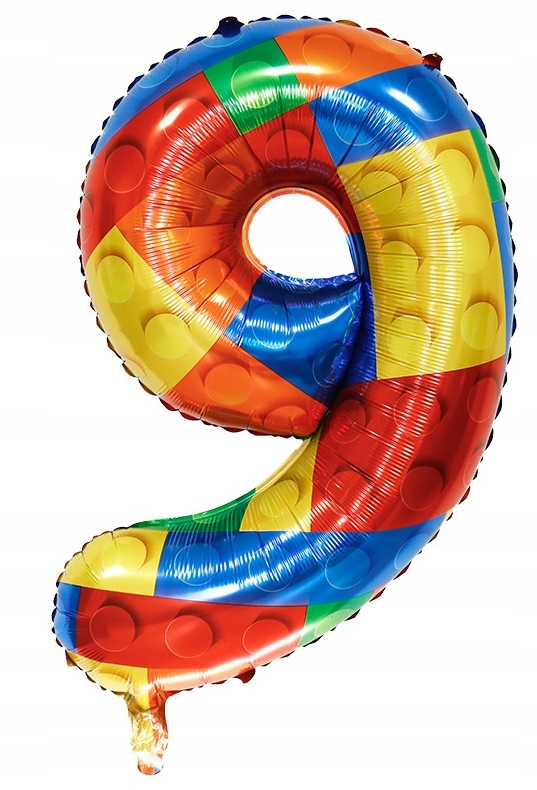 Balon foliowy cyfra 9 KLOCKI 70 cm Urodziny