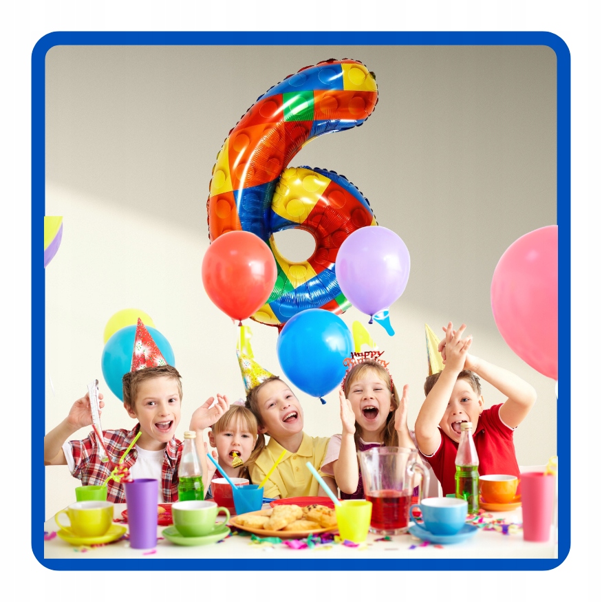 Balon foliowy cyfra 6 KLOCKI 70 cm Urodziny - obrazek 4
