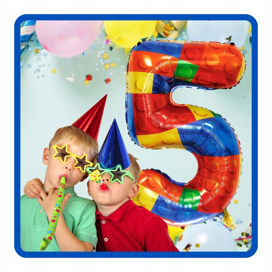 Balon foliowy cyfra 5 KLOCKI 70 cm Urodziny - obrazek 5