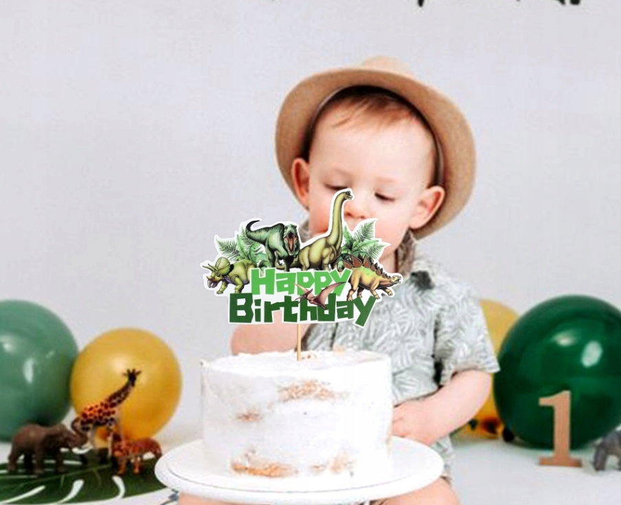Topper na tort HAPPY BIRTHDAY Dinozaur Dinozaury 1 sztuka Urodziny - obrazek 4