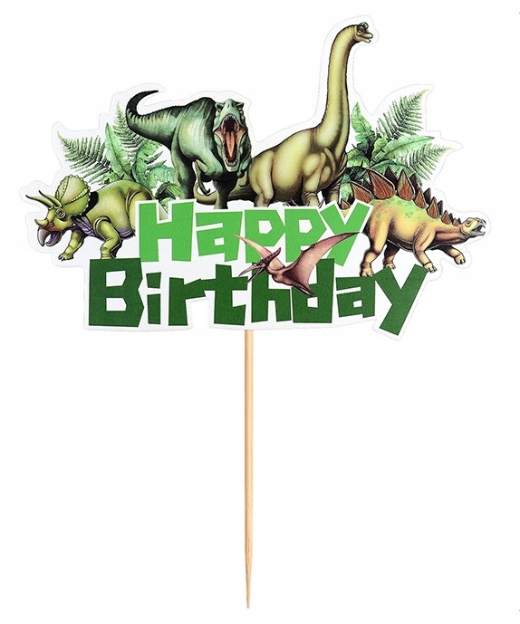 Topper na tort HAPPY BIRTHDAY Dinozaur Dinozaury 1 sztuka Urodziny - obrazek 6