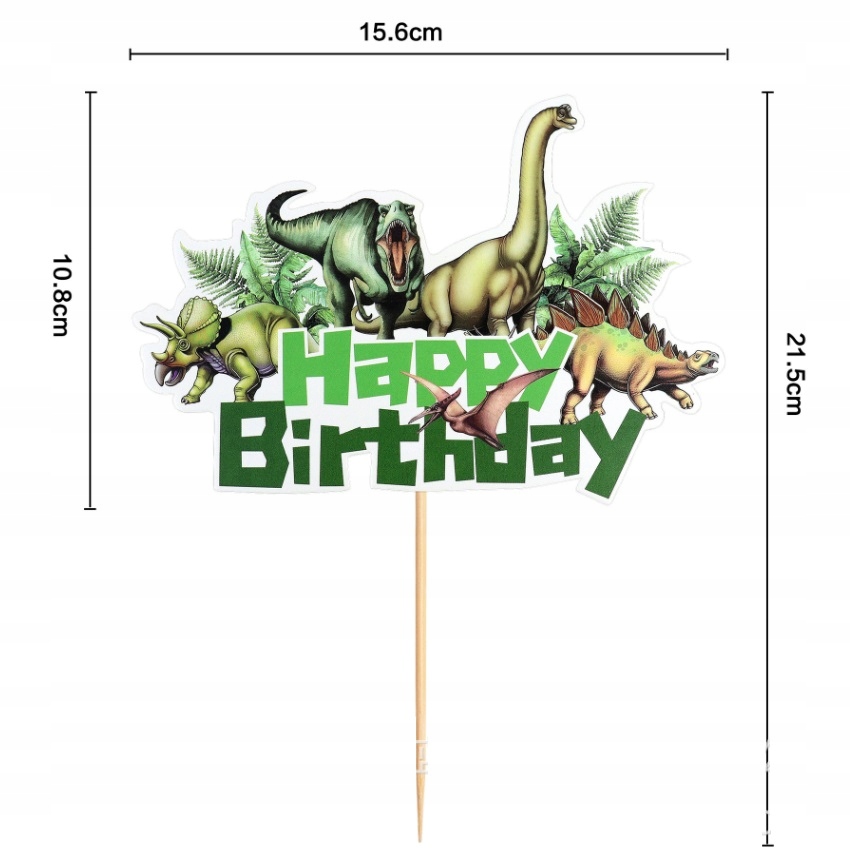 Topper na tort HAPPY BIRTHDAY Dinozaur Dinozaury 1 sztuka Urodziny - obrazek 5