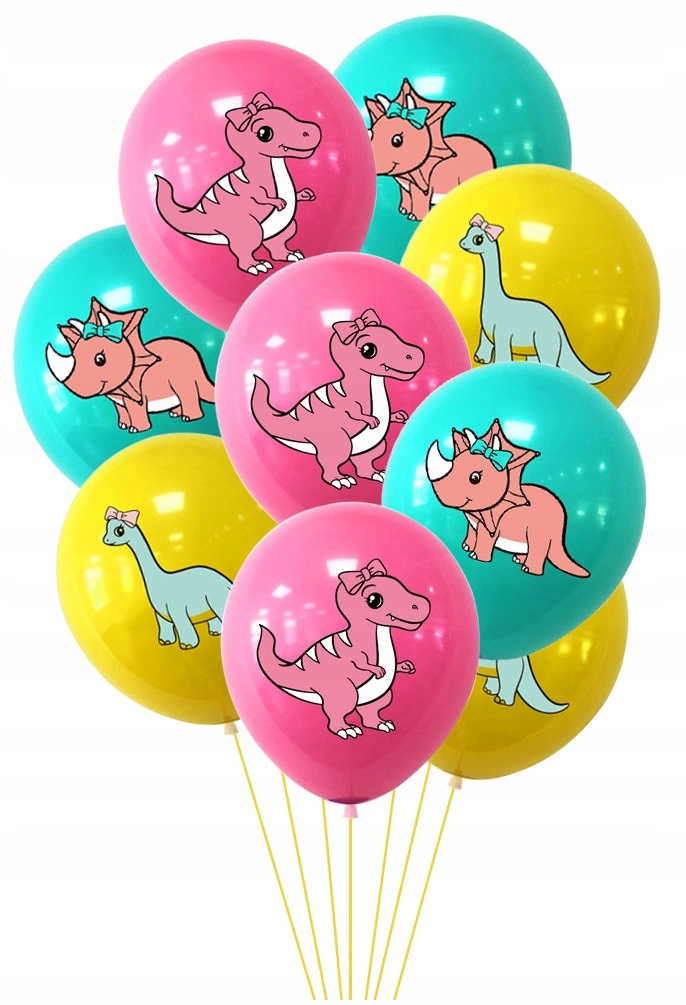 Zestaw urodzinowy różowy Dinozaur DINOZAURY Balony Baner Dekoracje Urodziny - obrazek 4