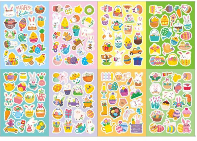 Naklejki świąteczne WIELKANOC mix wzorów 149 naklejek 8 arkuszy WLK-128