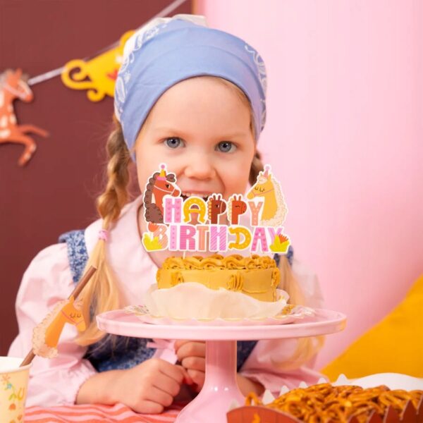 Topper na tort HAPPY BIRTHDAY Koniki Konie Koń Urodziny - obrazek 4
