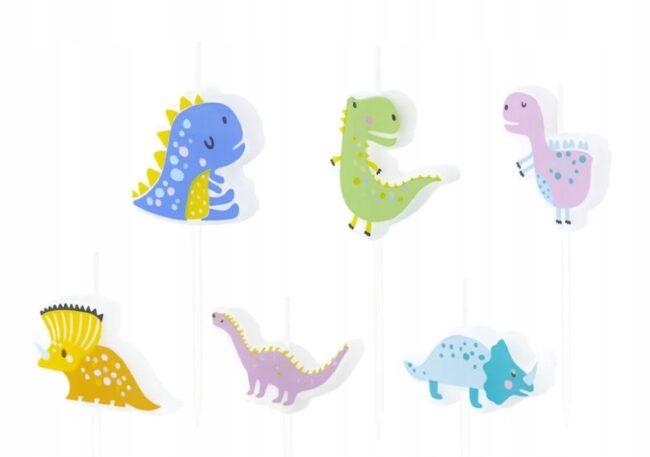 Świeczki na Tort Dinozaury 6 sztuk Urodziny 1-9