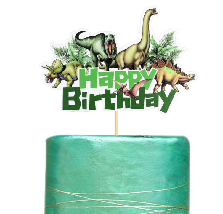 Topper na tort HAPPY BIRTHDAY Dinozaur Dinozaury 1 sztuka Urodziny