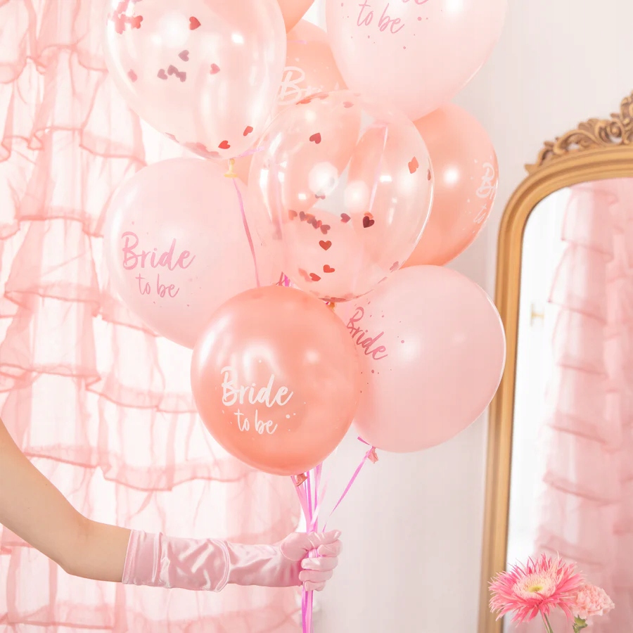 Balony lateksowe Bride To Be Wieczór Panieński rose gold mix 6 sztuk - obrazek 2