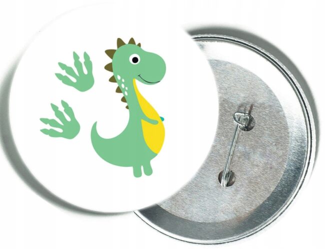 Przypinka Plakietka Wesoły Dinozaur Urodziny