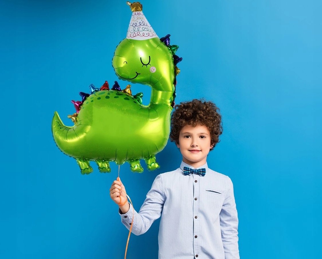 Balon foliowy Dinozaur w czapeczce 66x80 cm Urodziny - obrazek 2