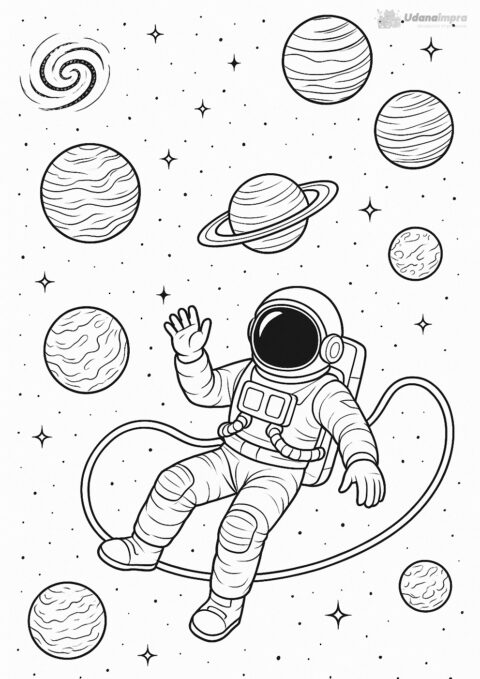 Kolorowanka Astronauta w kosmosie
