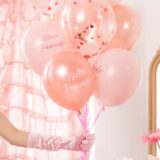 Balony lateksowe Wieczór Panieński rose gold konfetti mix 6 sztuk - obrazek 2