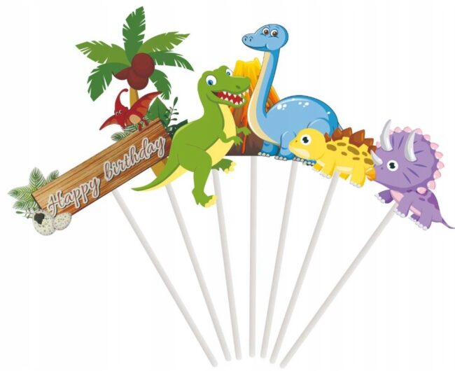 Toppery Pikery na tort DINOZAURY Dekoracje 7 sztuk