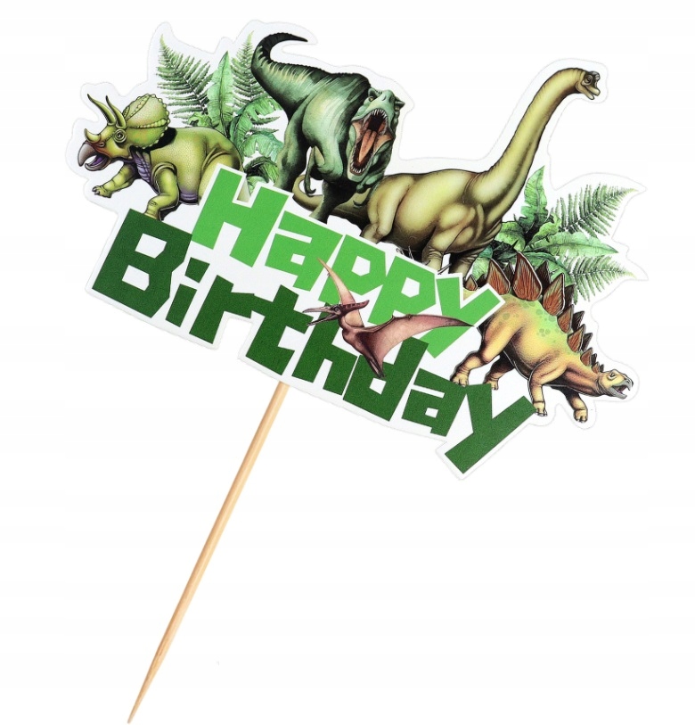 Topper na tort HAPPY BIRTHDAY Dinozaur Dinozaury 1 sztuka Urodziny - obrazek 7