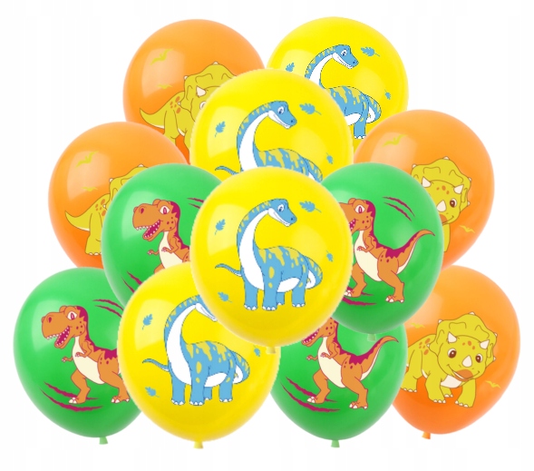 Balony lateksowe DINOZAURY Dinozaur DINO Mix kolorów 12 sztuk Urodziny D3