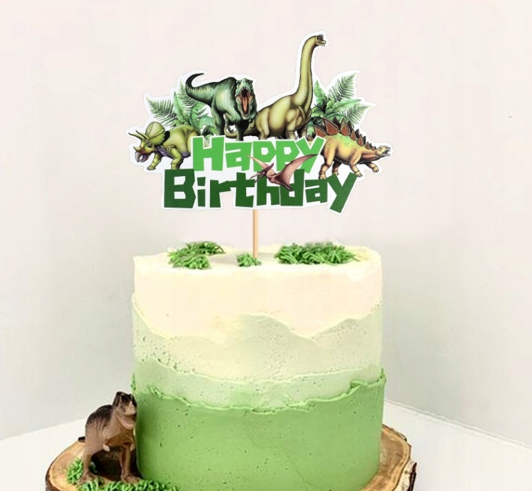 Topper na tort HAPPY BIRTHDAY Dinozaur Dinozaury 1 sztuka Urodziny - obrazek 3